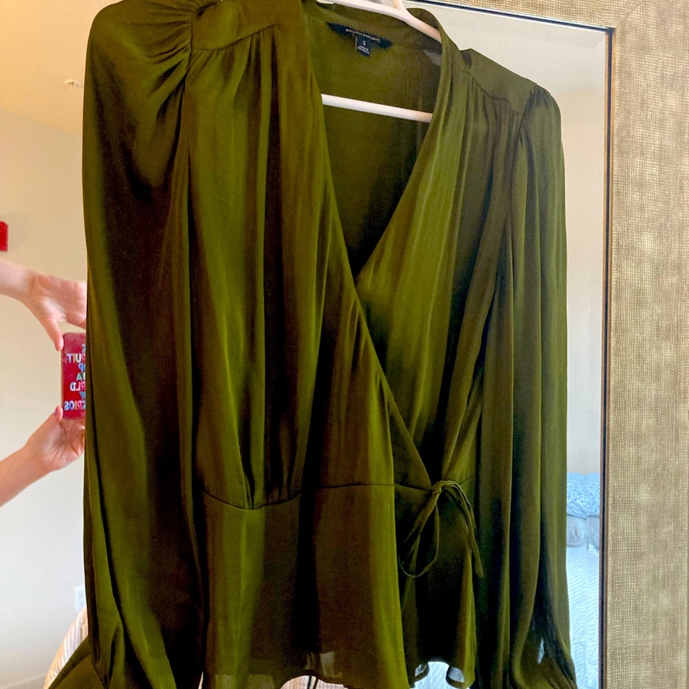 Banana Republic Olive Green Wrap Blouse